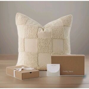 Double Stitch 100% Cotton Tufted Square Throw Pillow Cover 18"x18" Checkered New